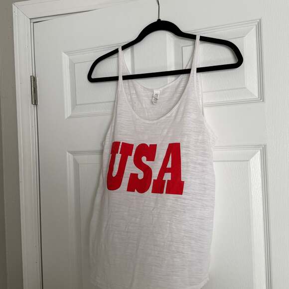 Bella + Canvas White USA Graphic Print Racerback Tank Top - Picture 2 of 4